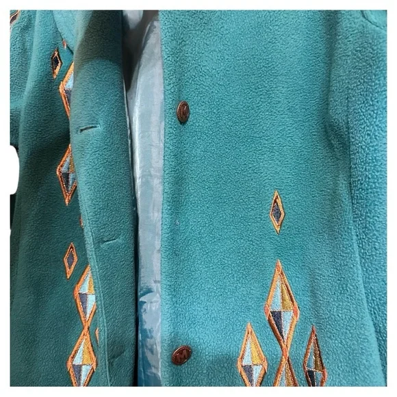 Bob Mackie Teal Fleece Jacket - Picture 6 of 8